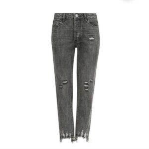 NWT ONE TEASPOON Truckers Mid Rise Straight Leg Women's 26 Opium Grey Distressed